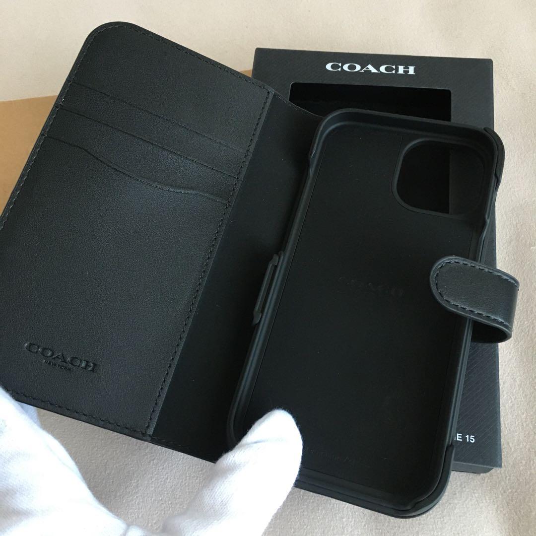 新品　COACH コーチ レザー iPhone 15 ケース　手帳