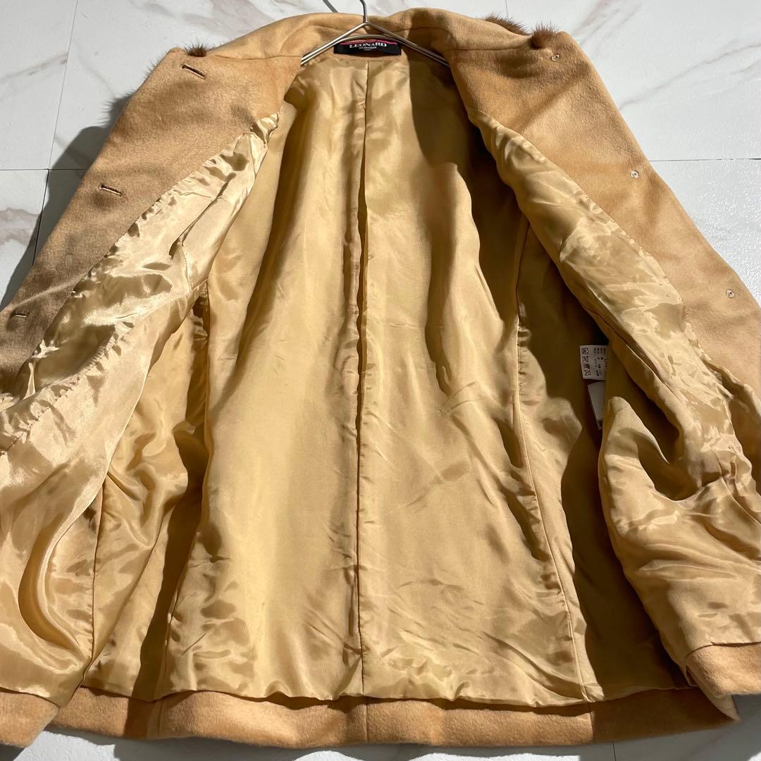 入手困難✨ レオナール カシミヤ×ミンク ショートコート 大きいサイズ ベージュ