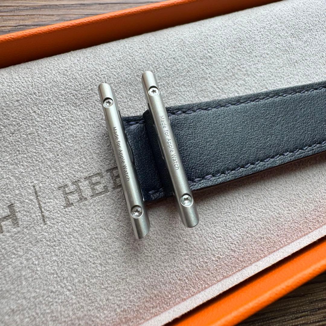 2582 Apple Watch エルメス　ネイビー　レザーバンド　HERMES