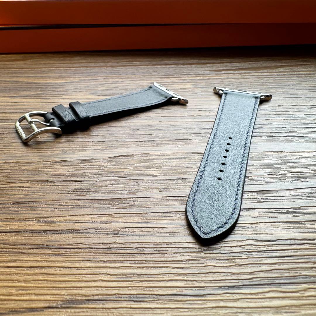 2582 Apple Watch エルメス　ネイビー　レザーバンド　HERMES