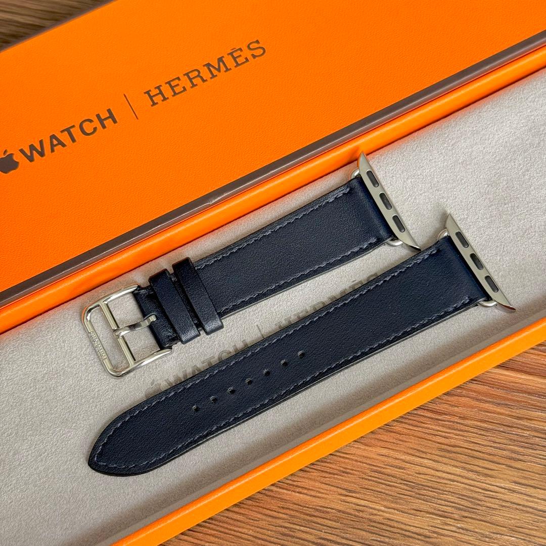 2582 Apple Watch エルメス　ネイビー　レザーバンド　HERMES