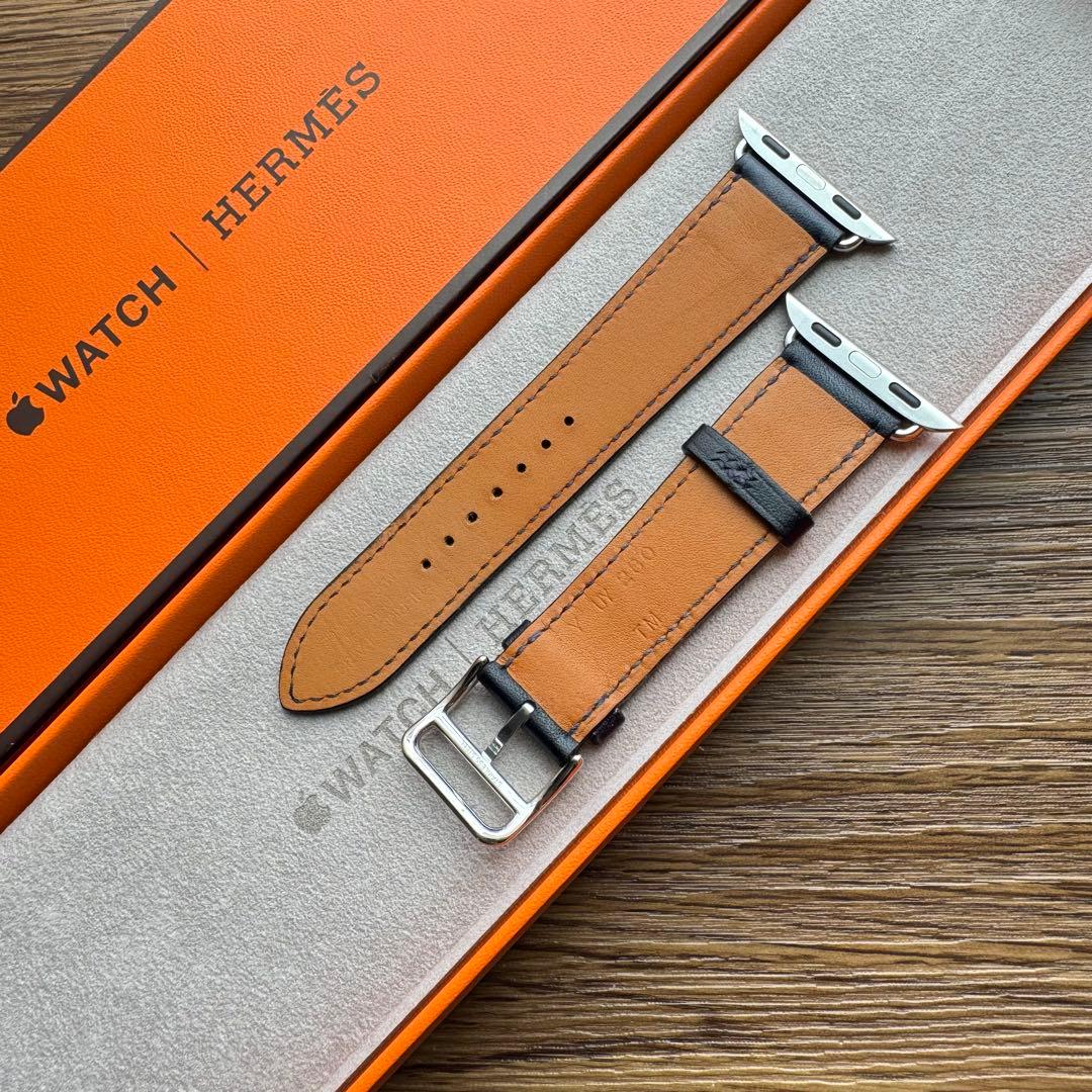 2582 Apple Watch エルメス　ネイビー　レザーバンド　HERMES