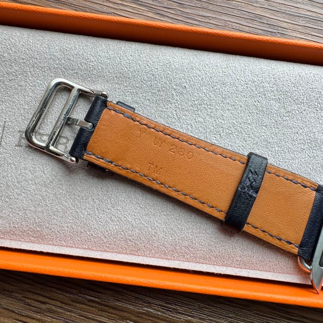 2582 Apple Watch エルメス　ネイビー　レザーバンド　HERMES