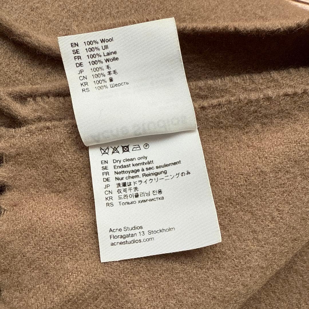 Acne Studios フリンジウールスカーフ オーバーサイズキャメルブラウン