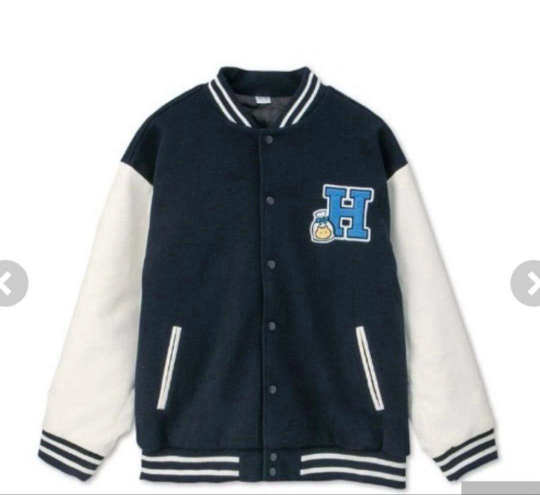 アベイル　ちいかわ　ハチワレ　刺繍　さがらスタジャン ネイビー　紺　アベイル L