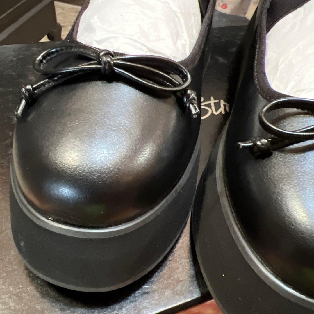 Candy Stripper ブラック バレエシューズ Lサイズ