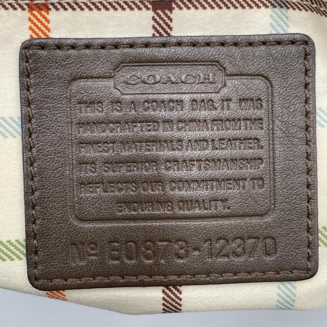 良品 COACH ショルダーバッグ キャンバス レザー ブラウン シグネチャー