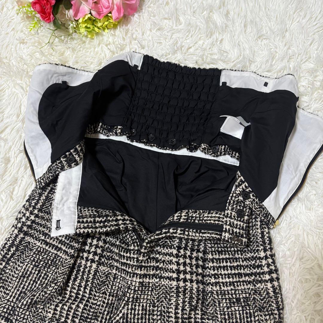 【美品】anuans ウールチェックツイードオールインワン ブラック　M