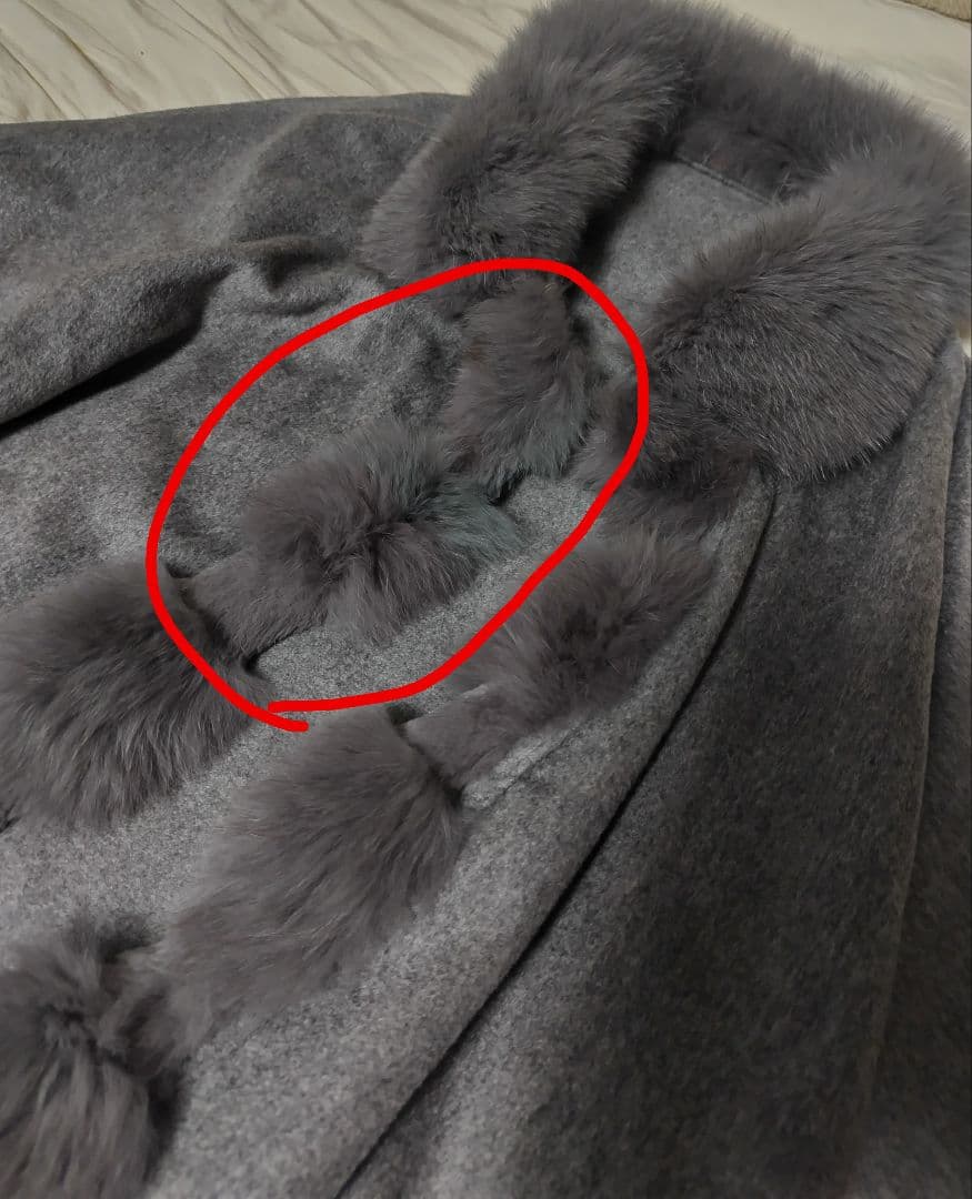 た*あ様 FOURCARD ブルーフォックス グレー ケープ ポンチョ カシミヤ