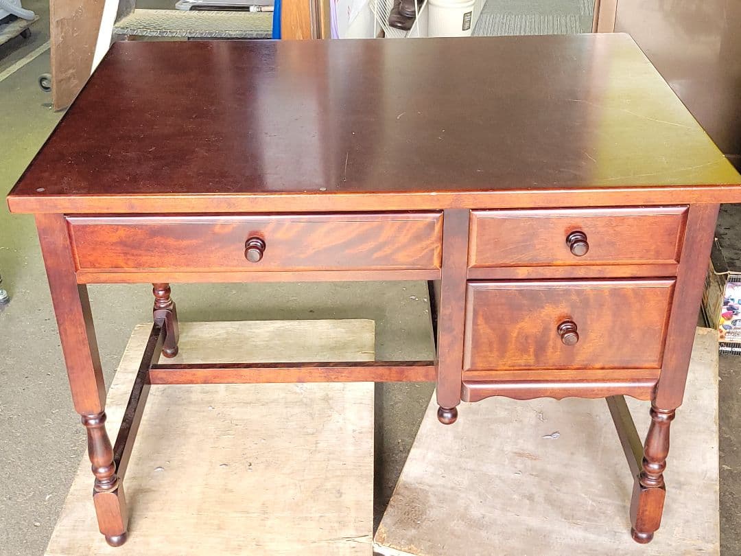 木製 アンティーク風 デスク 引き出し付き ヴィンテージ