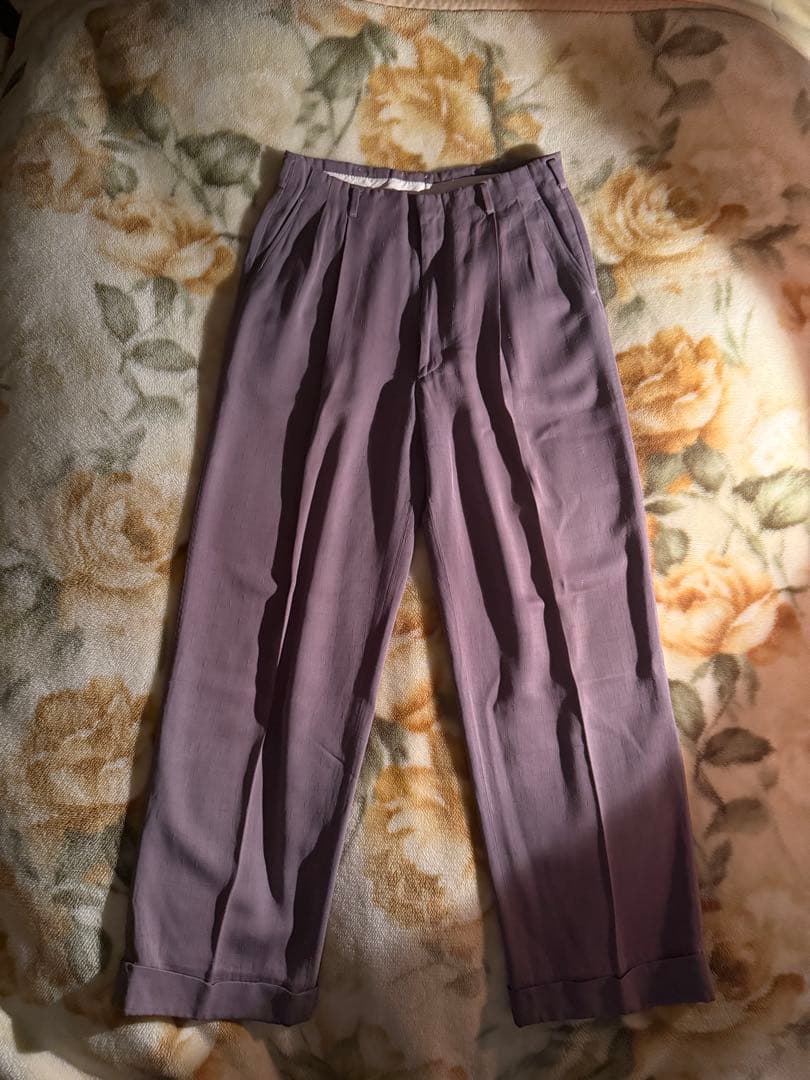 チ*ン様 50s 60s レーヨン ギャバジン スラックス 絣