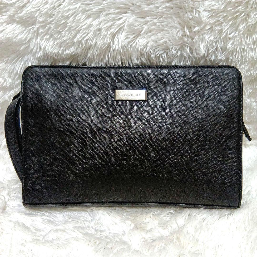 バーバリー　セカンドバッグ　クラッチバッグ　ブラック　レザー　ハンドル付き