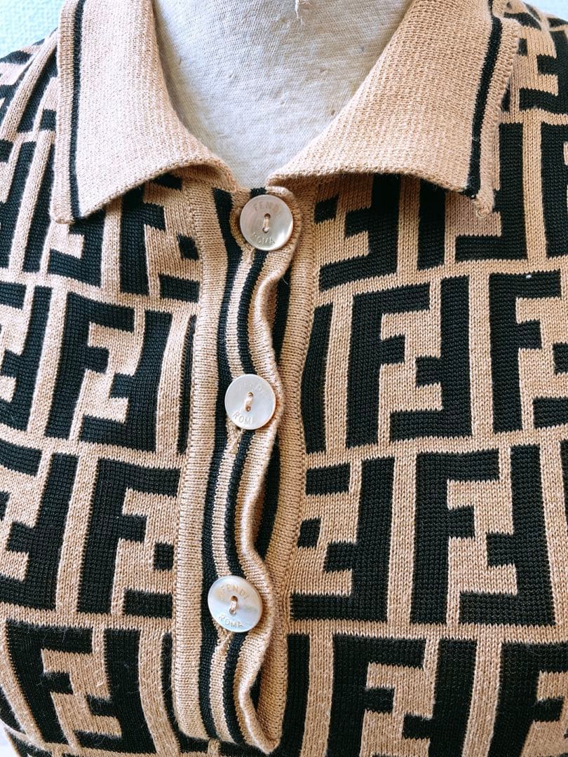 FENDI フェンディ ズッカ柄 ニット 半袖 ポロシャツ レディースITALY