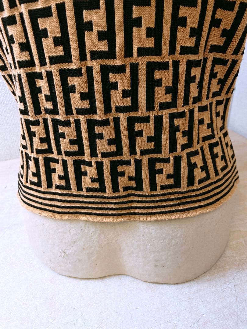 FENDI フェンディ ズッカ柄 ニット 半袖 ポロシャツ レディースITALY