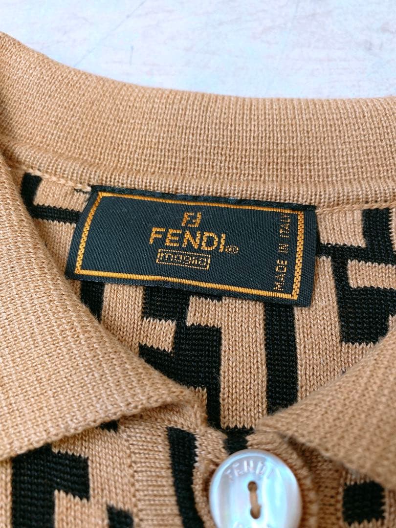 FENDI フェンディ ズッカ柄 ニット 半袖 ポロシャツ レディースITALY