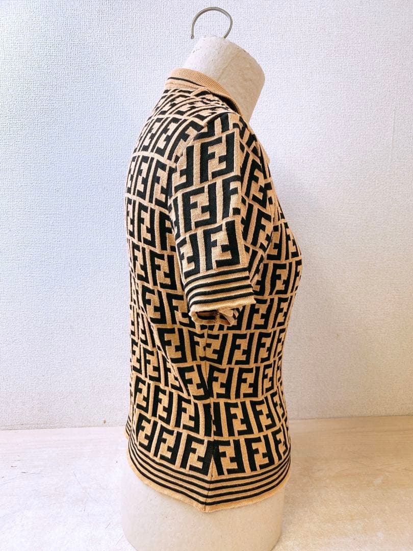 FENDI フェンディ ズッカ柄 ニット 半袖 ポロシャツ レディースITALY