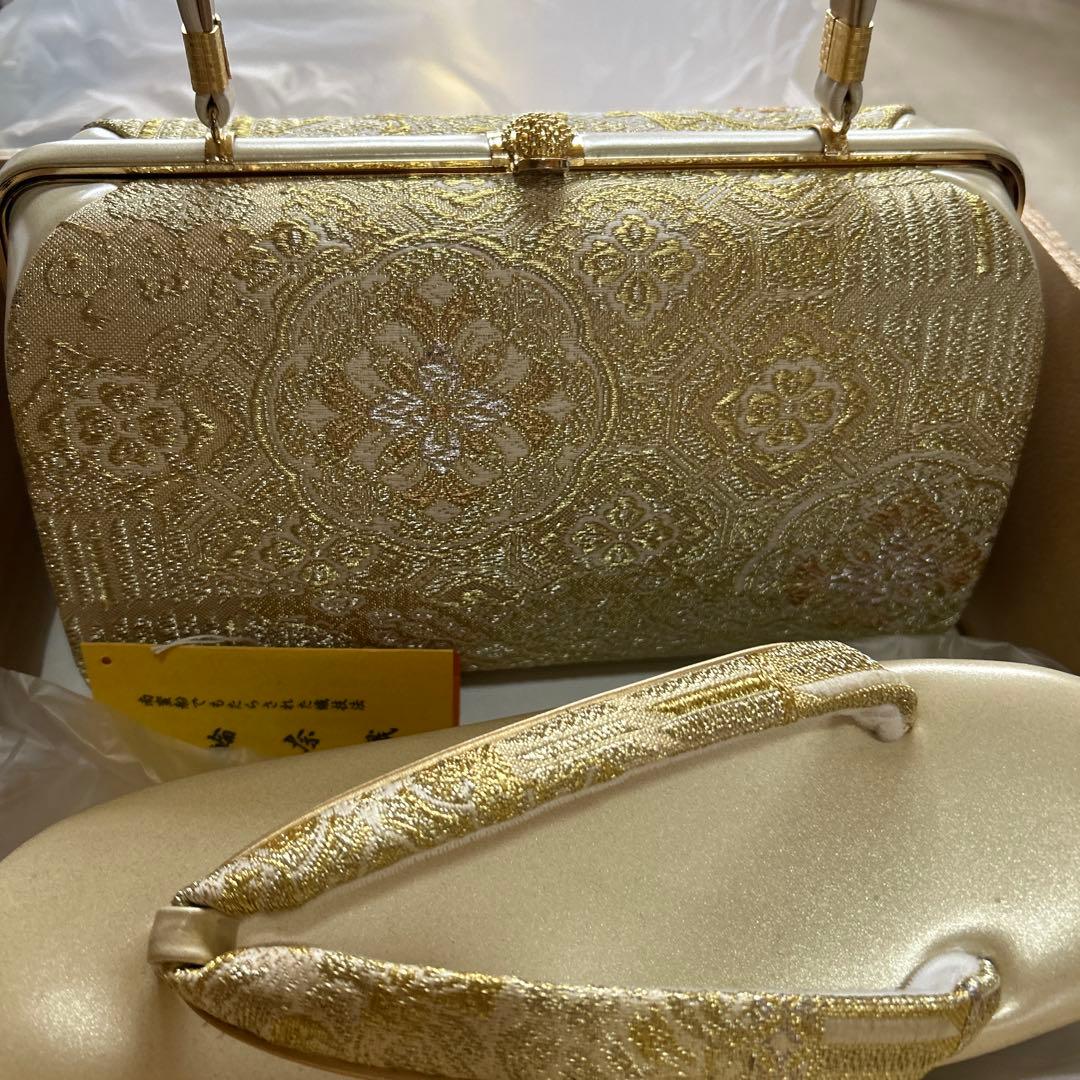 西陣織 草履バッグ セット 正絹 輪奈織 フォーマル 礼装用 帯地　和装用