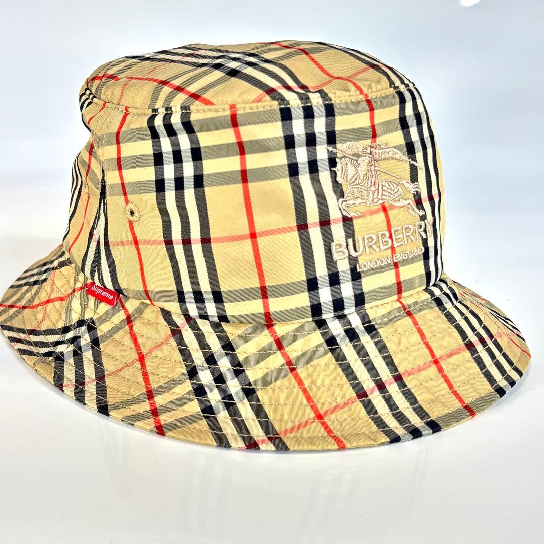 極美品 BURBERRY × Supreme ノバチェック バケットハット 帽子