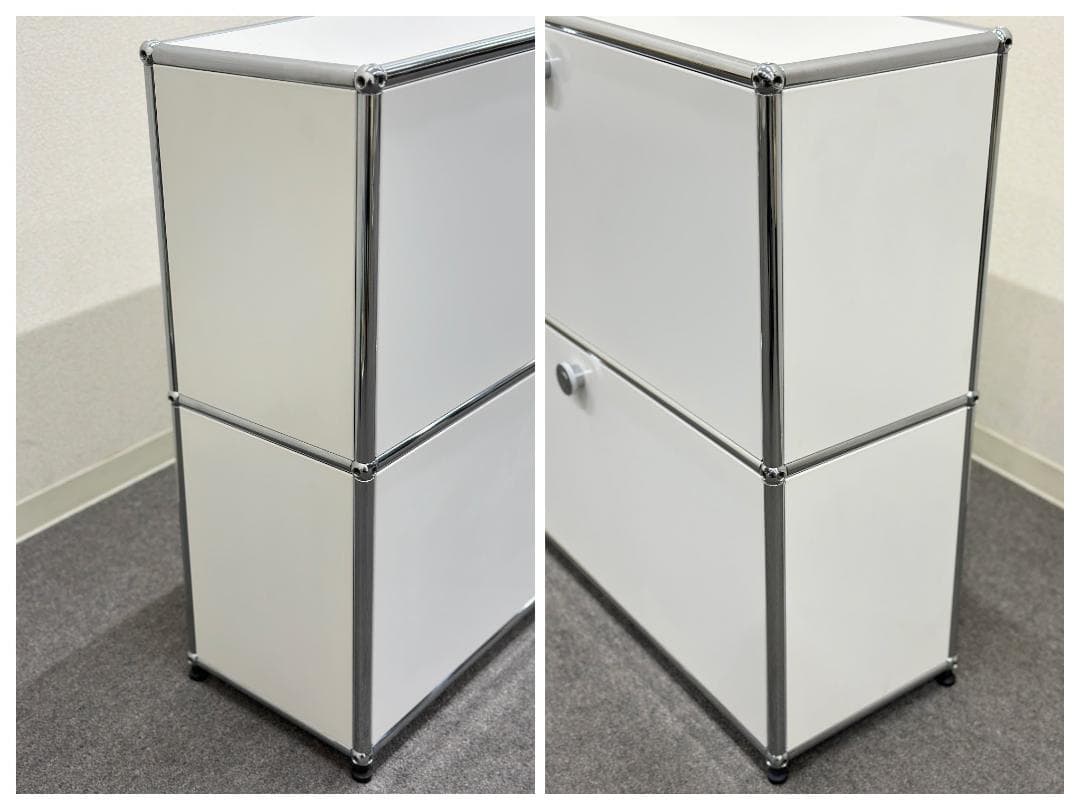 ■USM/ハラーシステム■キャビネット　2列2段　白　奥行きスリム　鍵なし