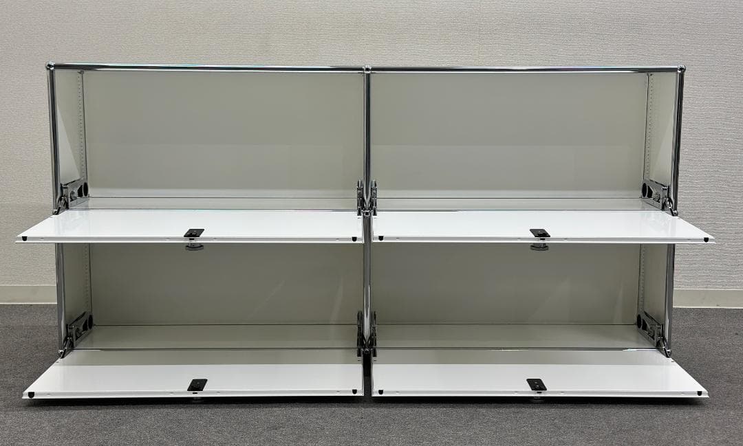 ■USM/ハラーシステム■キャビネット　2列2段　白　奥行きスリム　鍵なし