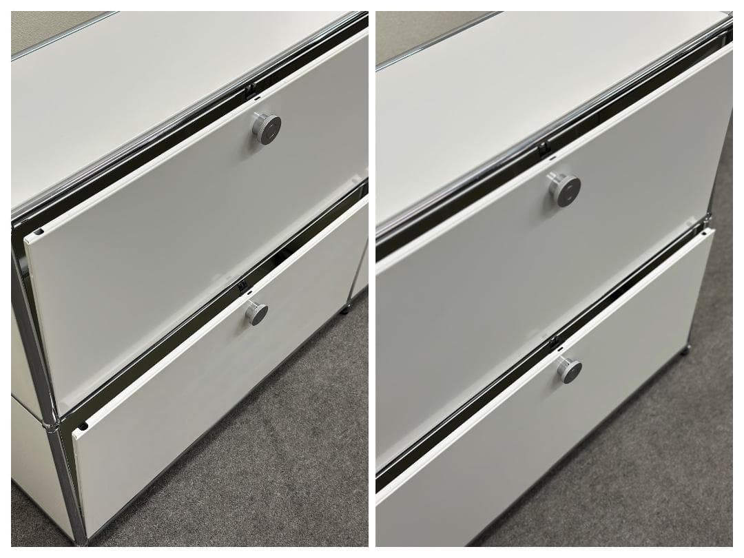 ■USM/ハラーシステム■キャビネット　2列2段　白　奥行きスリム　鍵なし