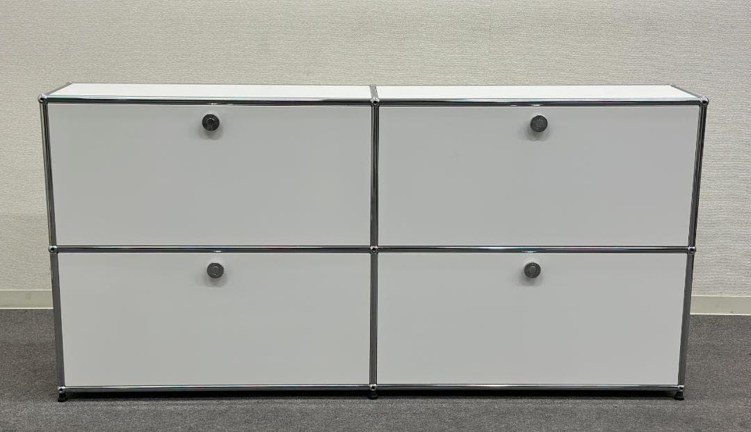 ■USM/ハラーシステム■キャビネット　2列2段　白　奥行きスリム　鍵なし