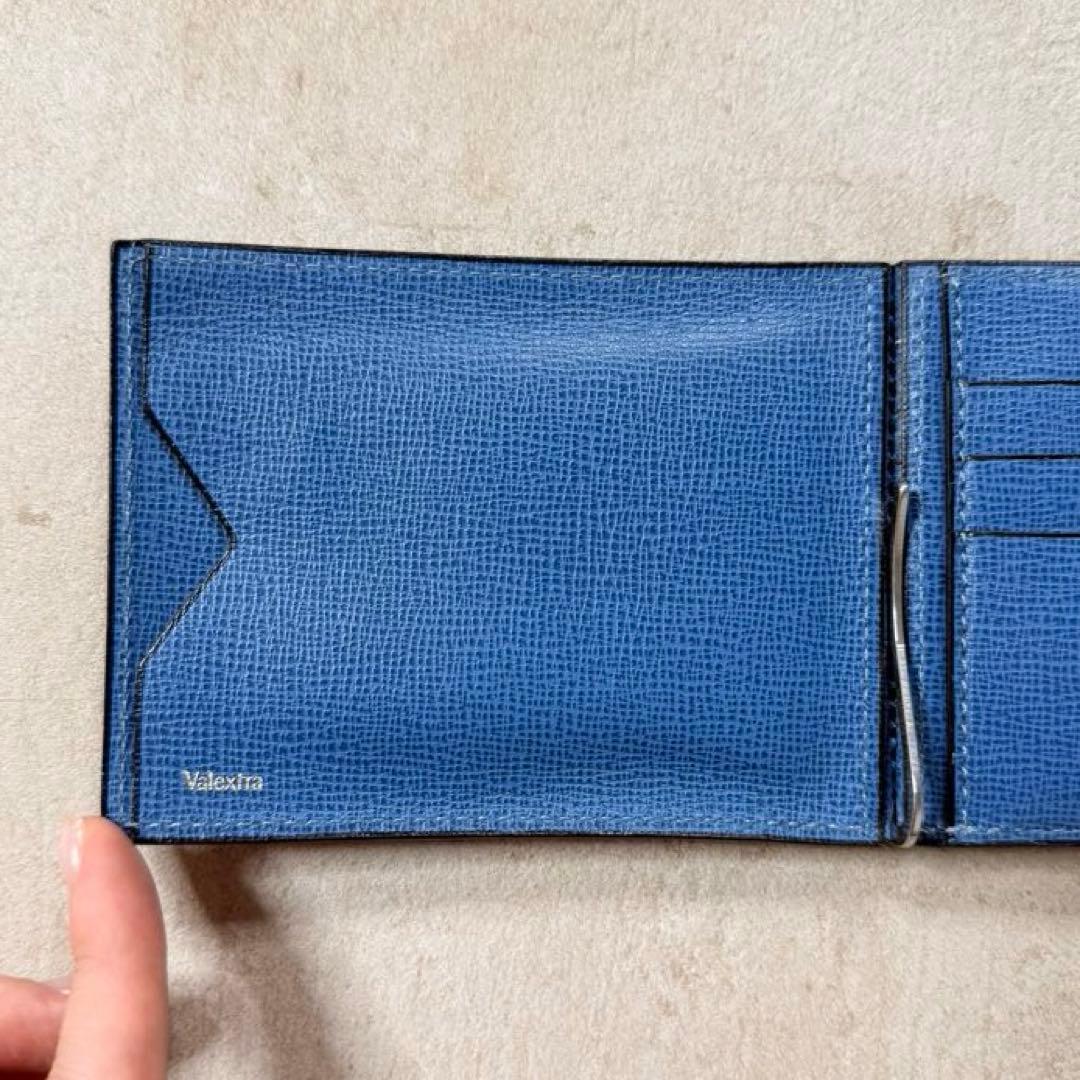 Valextra ヴァレクストラ 二つ折り財布 マネークリップ ブルー