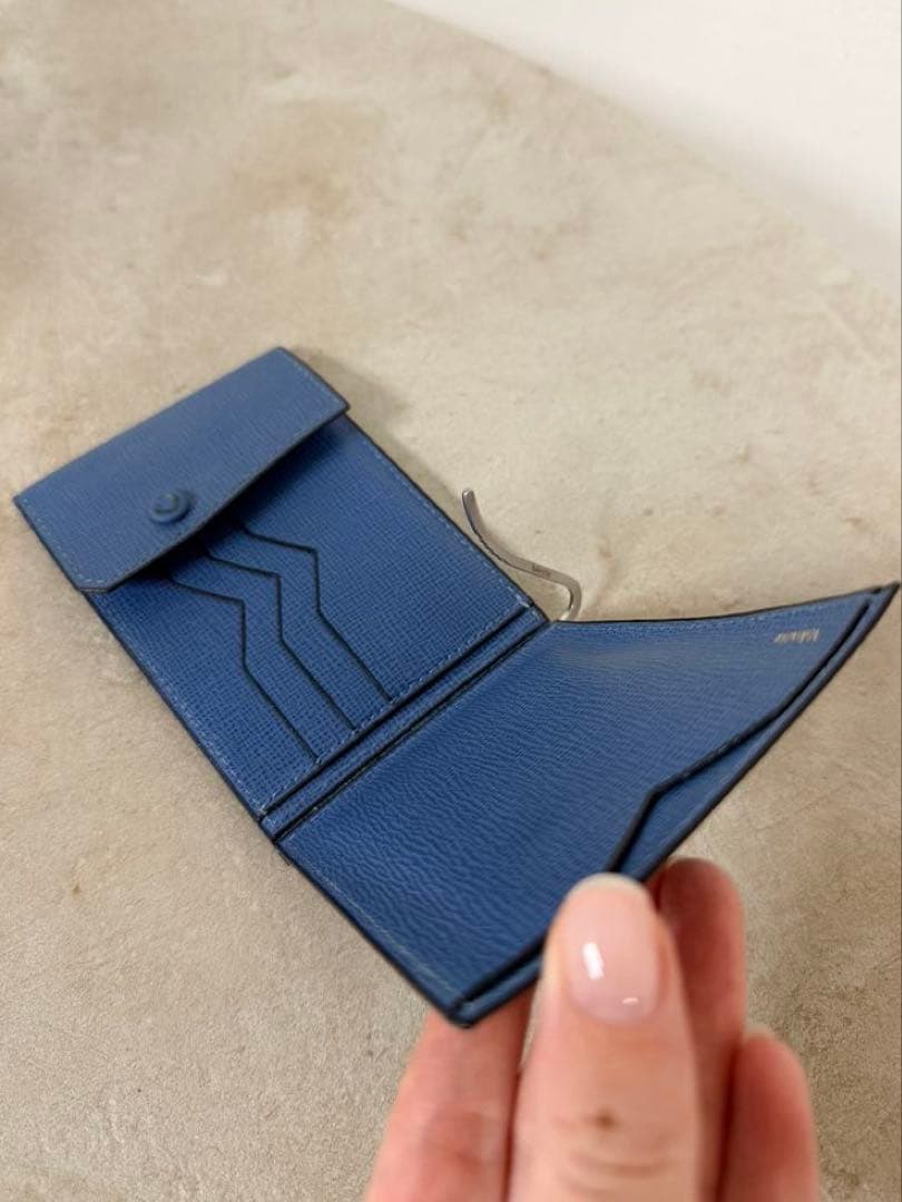 Valextra ヴァレクストラ 二つ折り財布 マネークリップ ブルー