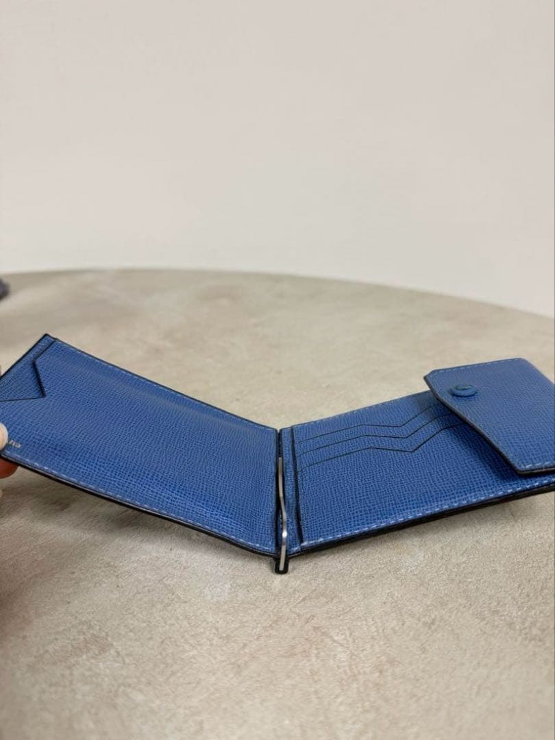 Valextra ヴァレクストラ 二つ折り財布 マネークリップ ブルー