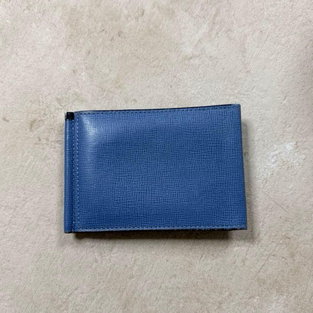 Valextra ヴァレクストラ 二つ折り財布 マネークリップ ブルー