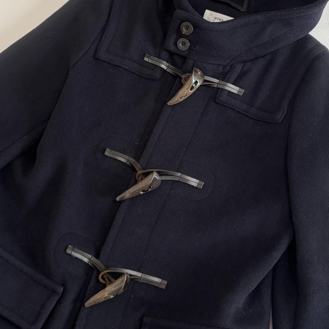 HYKE ダッフルコート フード トグルボタン ウール 日本製 M ネイビー