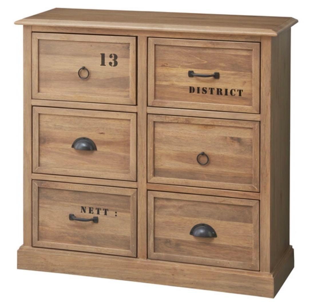 ナチュラルウッド　6引き出しタンス　￼チェスト　天然木　アンティーク調