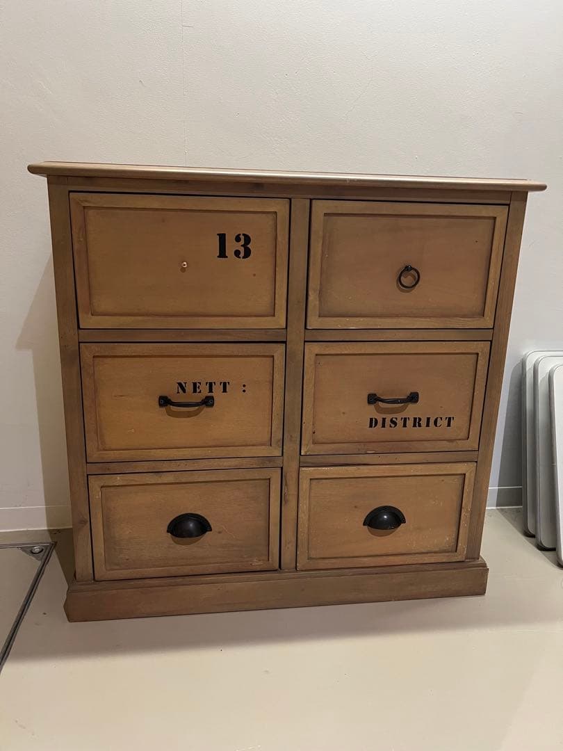 ナチュラルウッド　6引き出しタンス　￼チェスト　天然木　アンティーク調