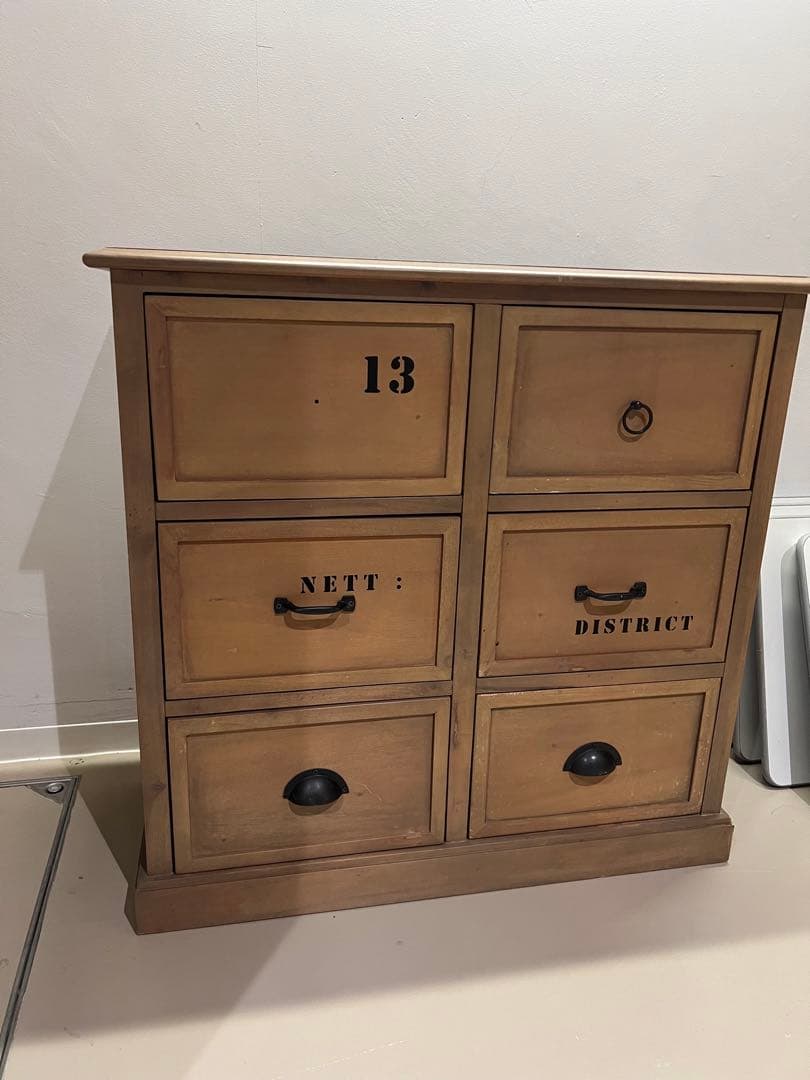 ナチュラルウッド　6引き出しタンス　￼チェスト　天然木　アンティーク調