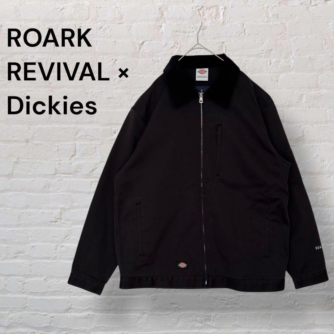 ROARK×Dickiesワークジャケットカバーオール襟コーデュロイ黒ブラックL