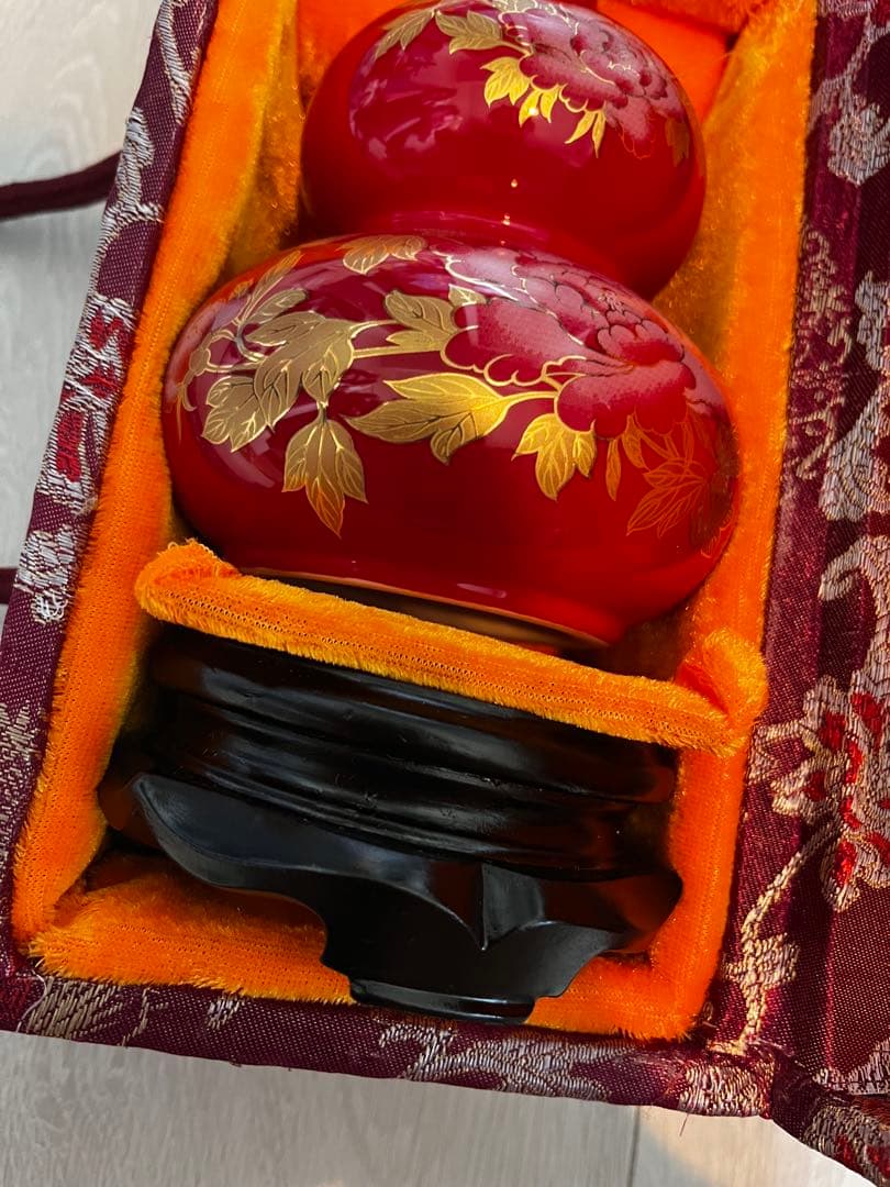 赤いひょうたん型漆器 水指　国賓礼品　中国美術