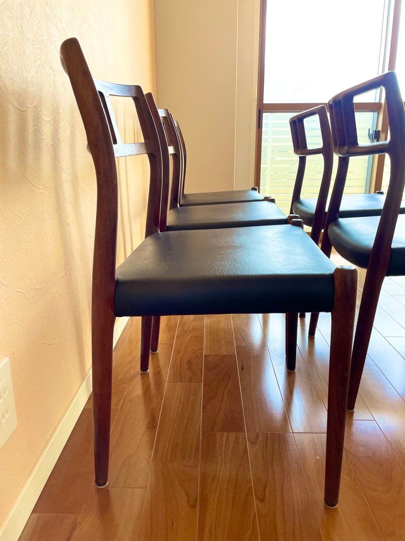 傷有りダイニングチェア デンマークニールス・モラーチーク材 椅子大塚家具リペア②