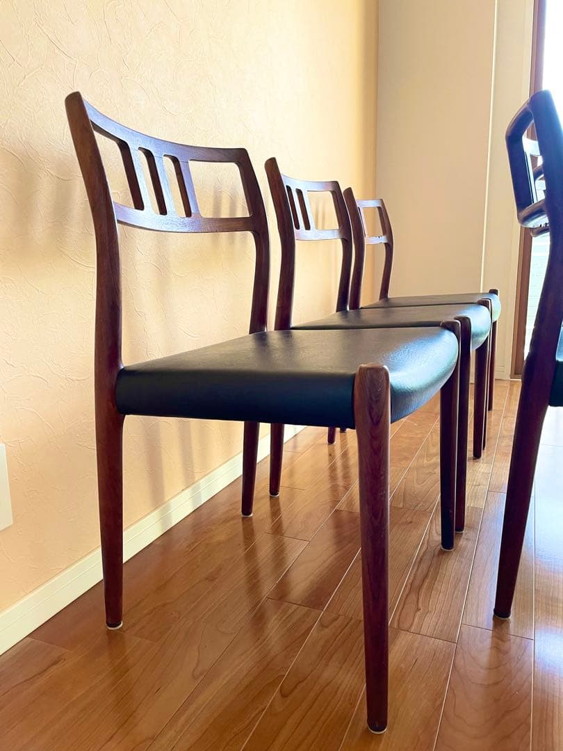 傷有りダイニングチェア デンマークニールス・モラーチーク材 椅子大塚家具リペア②