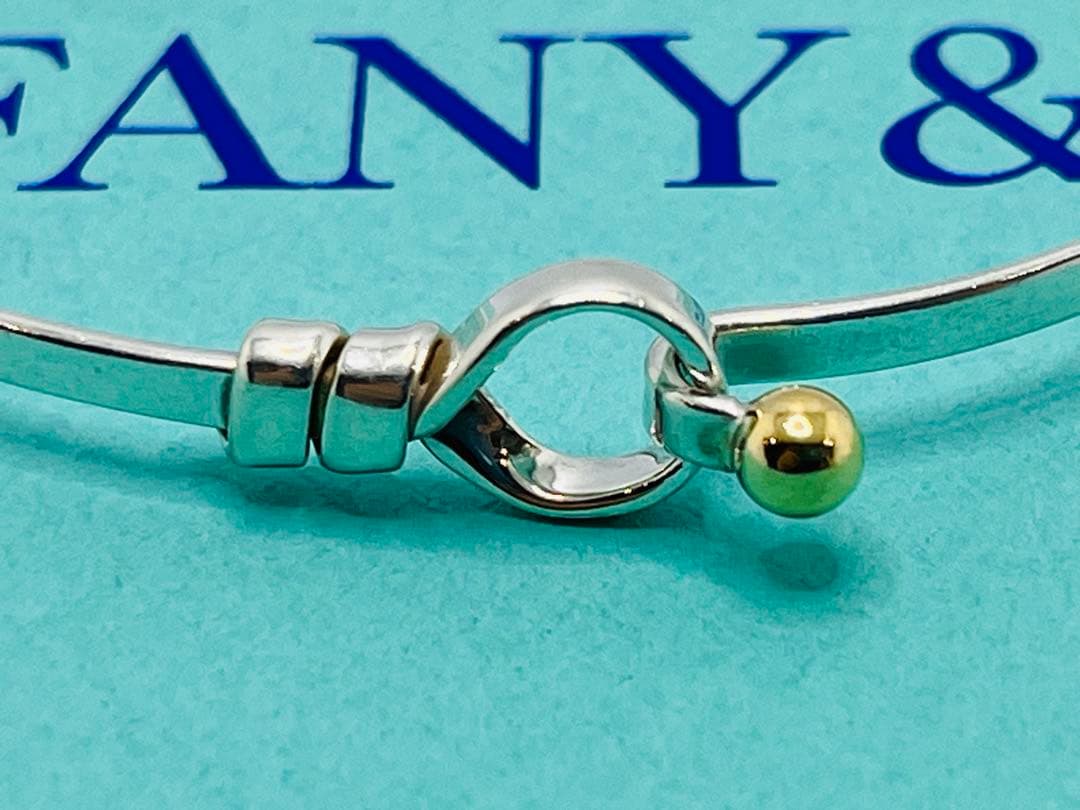 c601 ティファニー　ラブノット　フック&アイ　バングル　K18/925