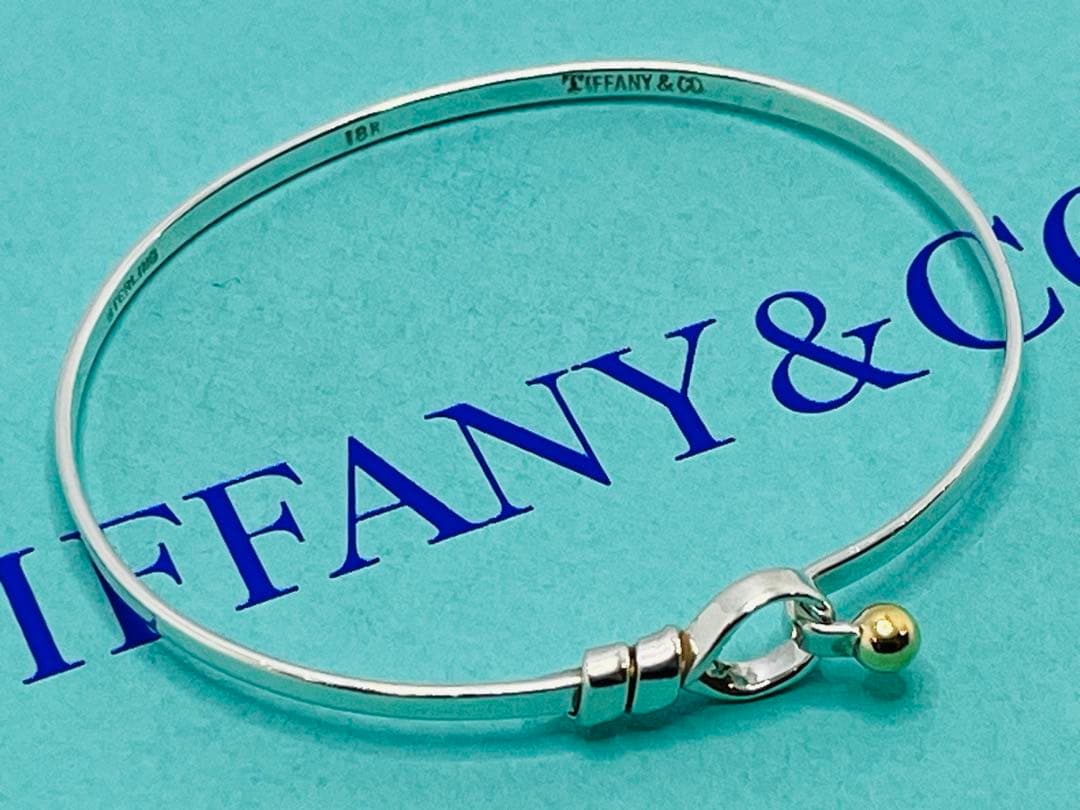 c601 ティファニー　ラブノット　フック&アイ　バングル　K18/925