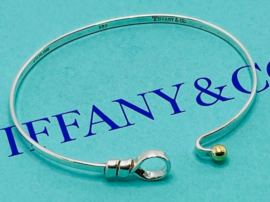 c601 ティファニー　ラブノット　フック&アイ　バングル　K18/925