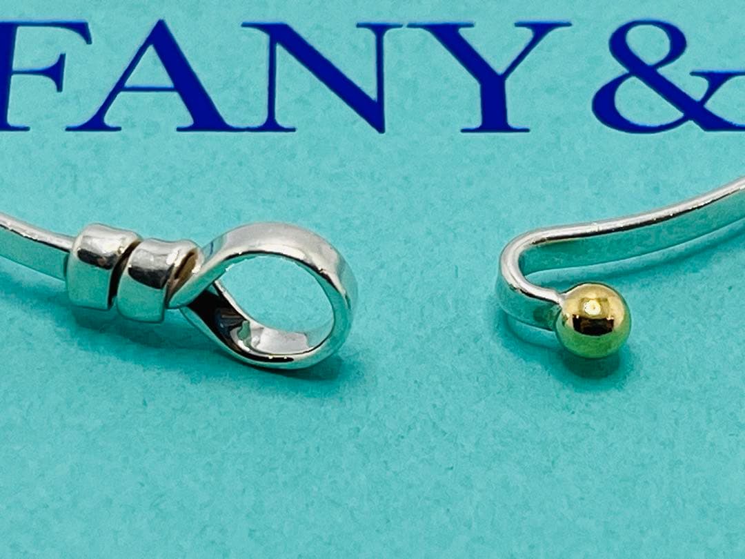 c601 ティファニー　ラブノット　フック&アイ　バングル　K18/925