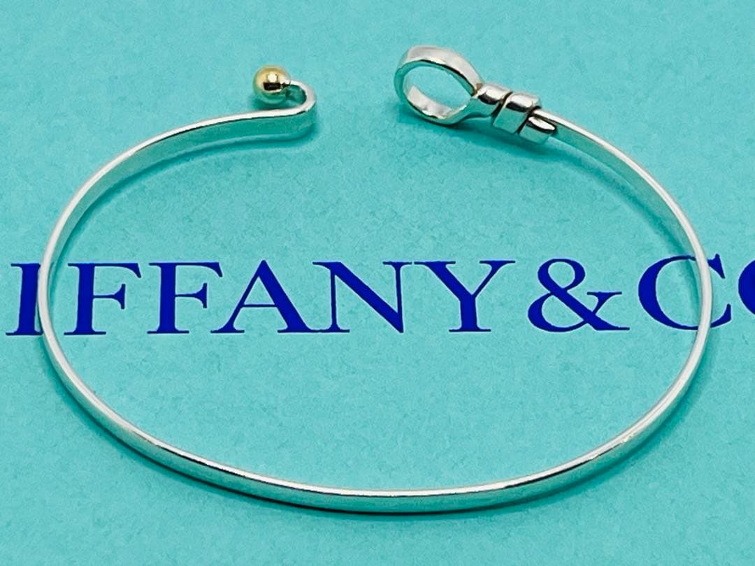c601 ティファニー　ラブノット　フック&アイ　バングル　K18/925
