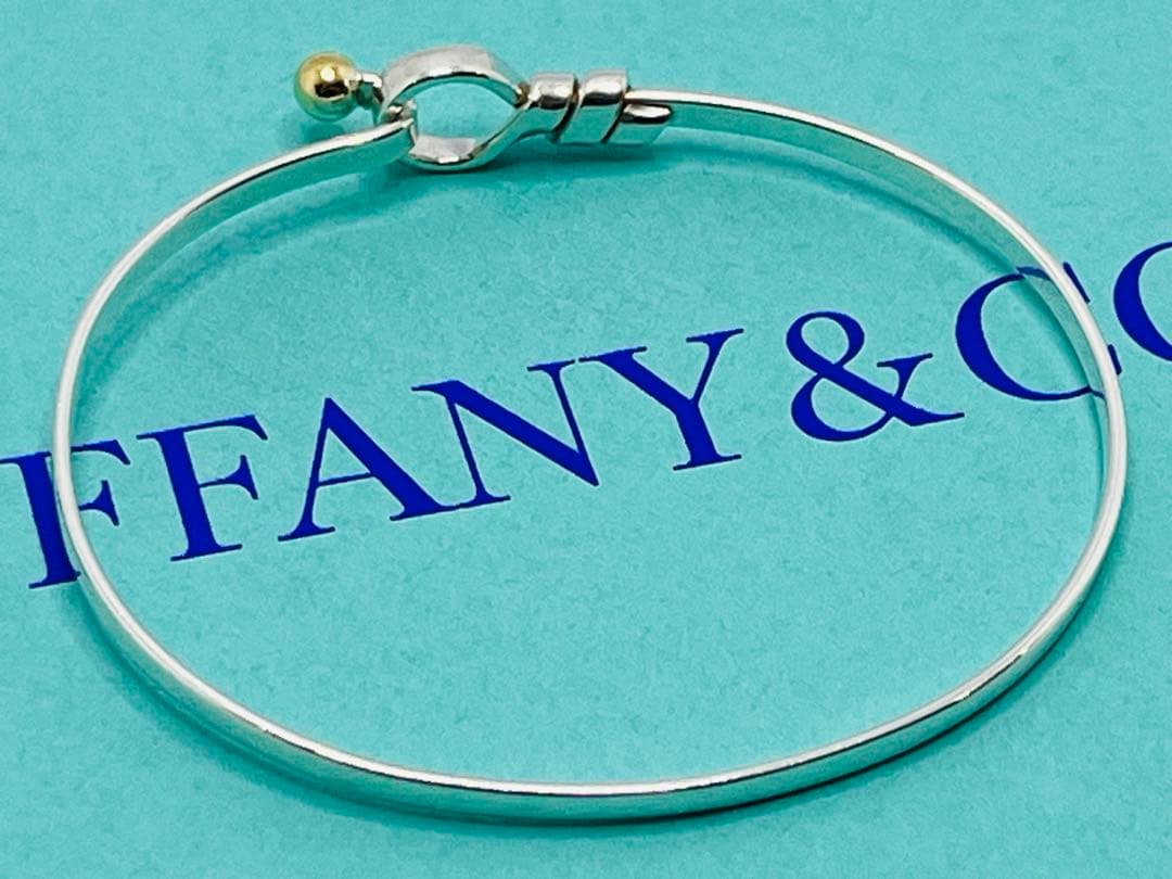 c601 ティファニー　ラブノット　フック&アイ　バングル　K18/925