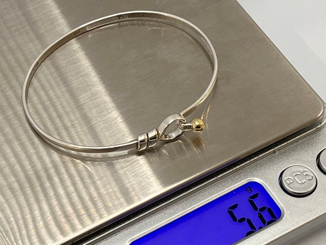 c601 ティファニー　ラブノット　フック&アイ　バングル　K18/925