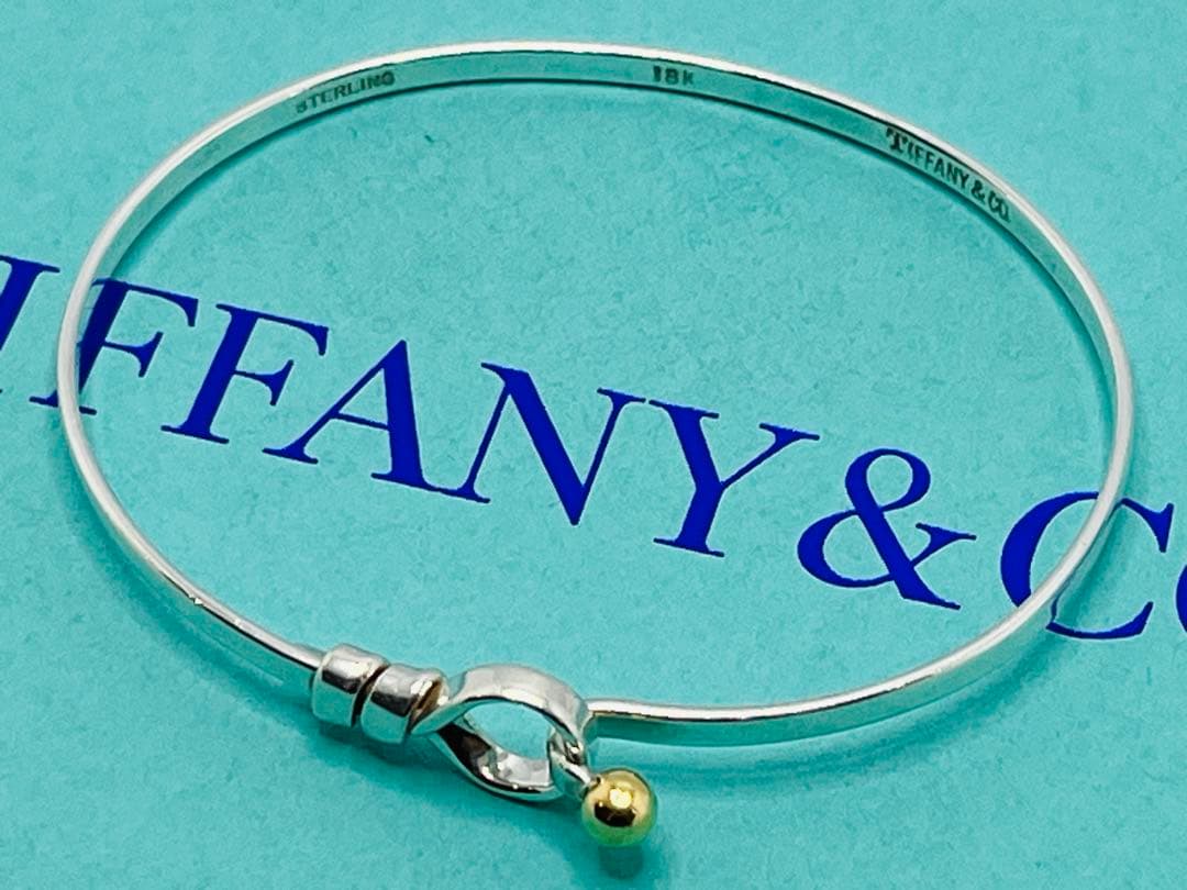 c601 ティファニー　ラブノット　フック&アイ　バングル　K18/925