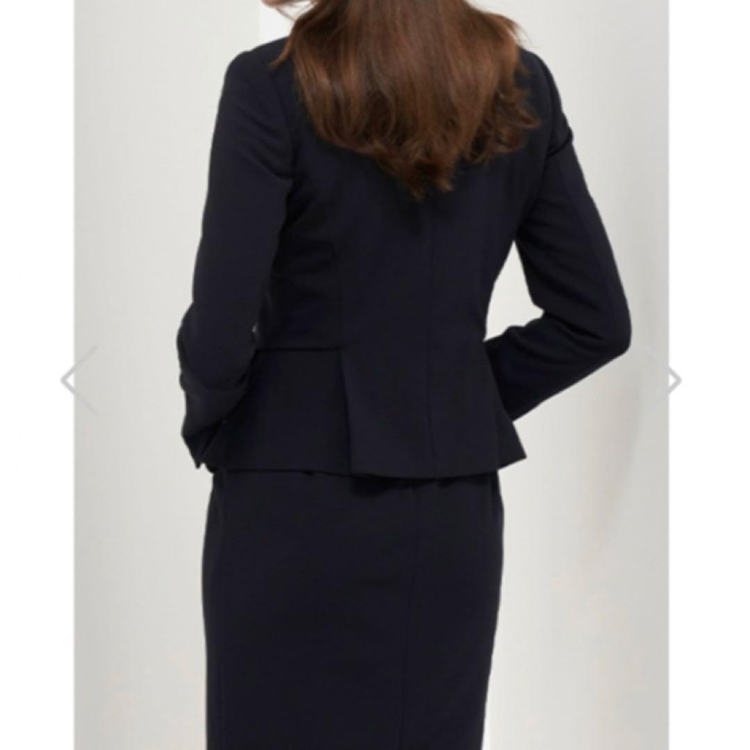 アキコオガワ 22AW クレープジョーゼット ジャケット 40 ネイビー