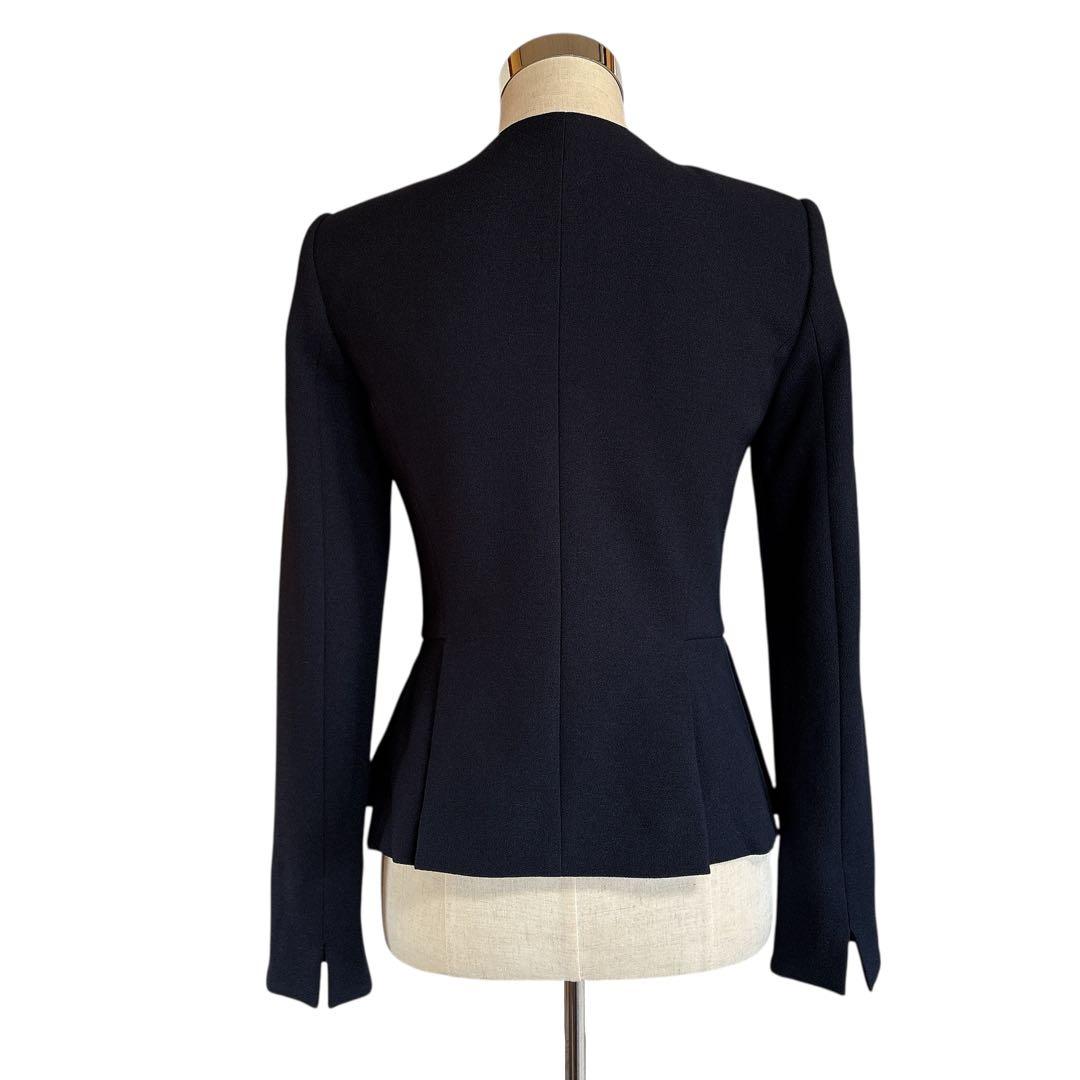 アキコオガワ 22AW クレープジョーゼット ジャケット 40 ネイビー