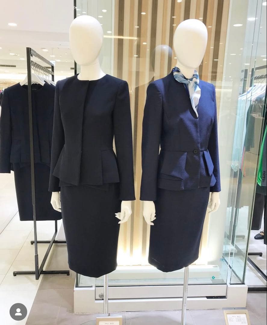 アキコオガワ 22AW クレープジョーゼット ジャケット 40 ネイビー