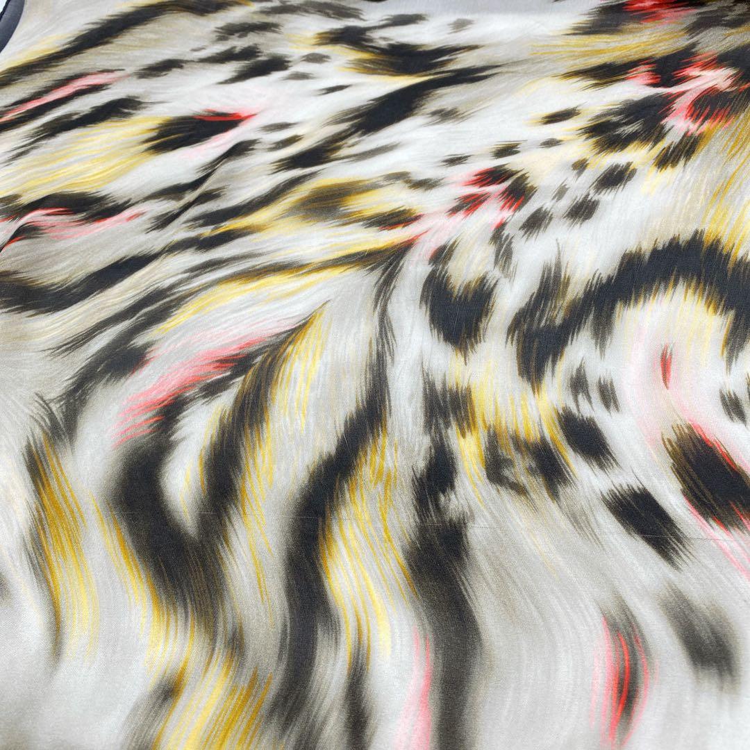 FENDI フェンディ　シフォン　ヒョウ柄　動物柄ストール シルク100%